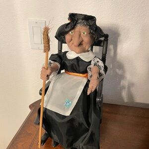 Vtg Gemmy Halloween Rocking Witch